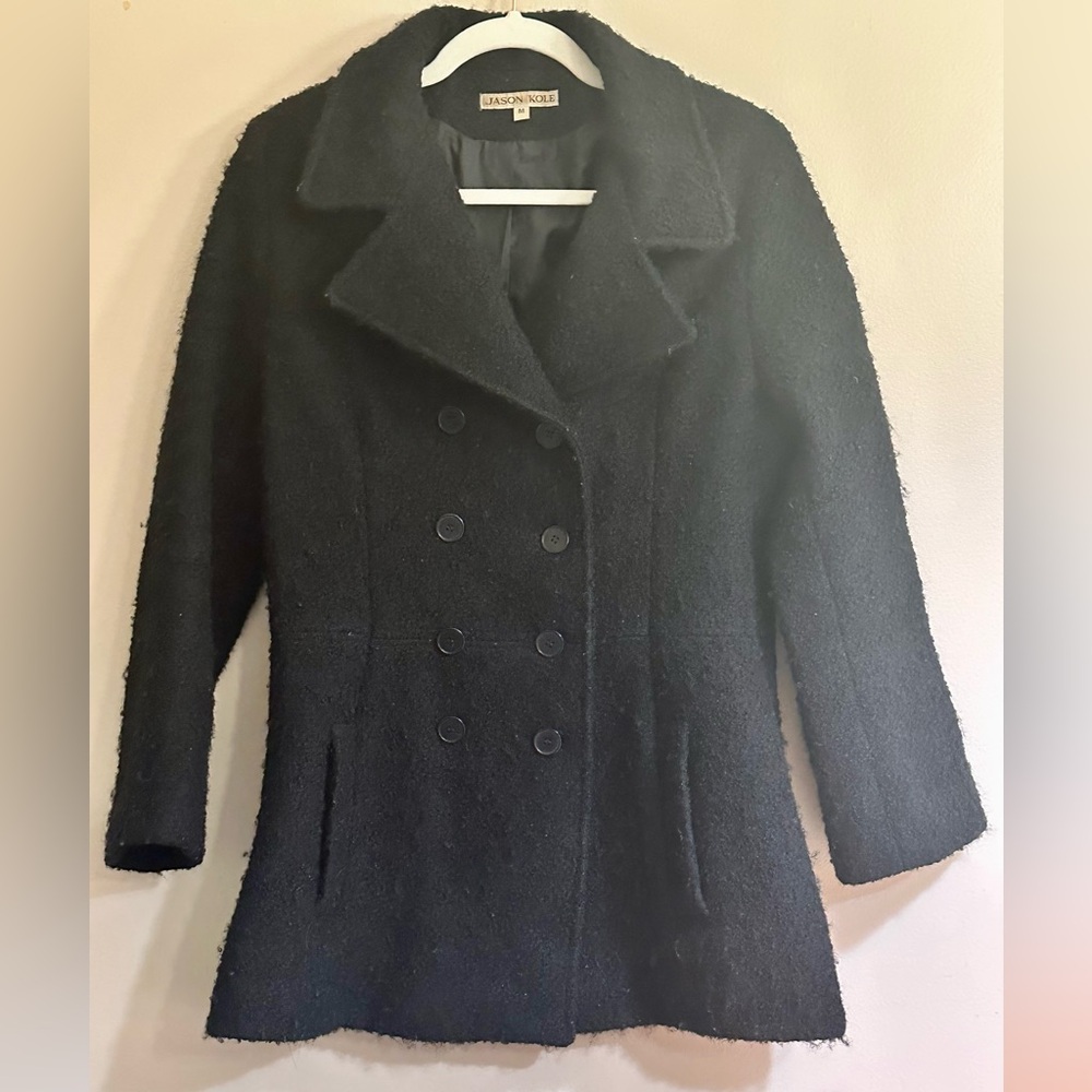Women's Black Double-Breasted Coat
